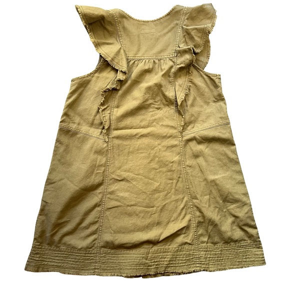 Anthropologie Pilcro Moss Flutter Sleeve Button Front Tunic Dress Olive Green L - Picture 5 of 11